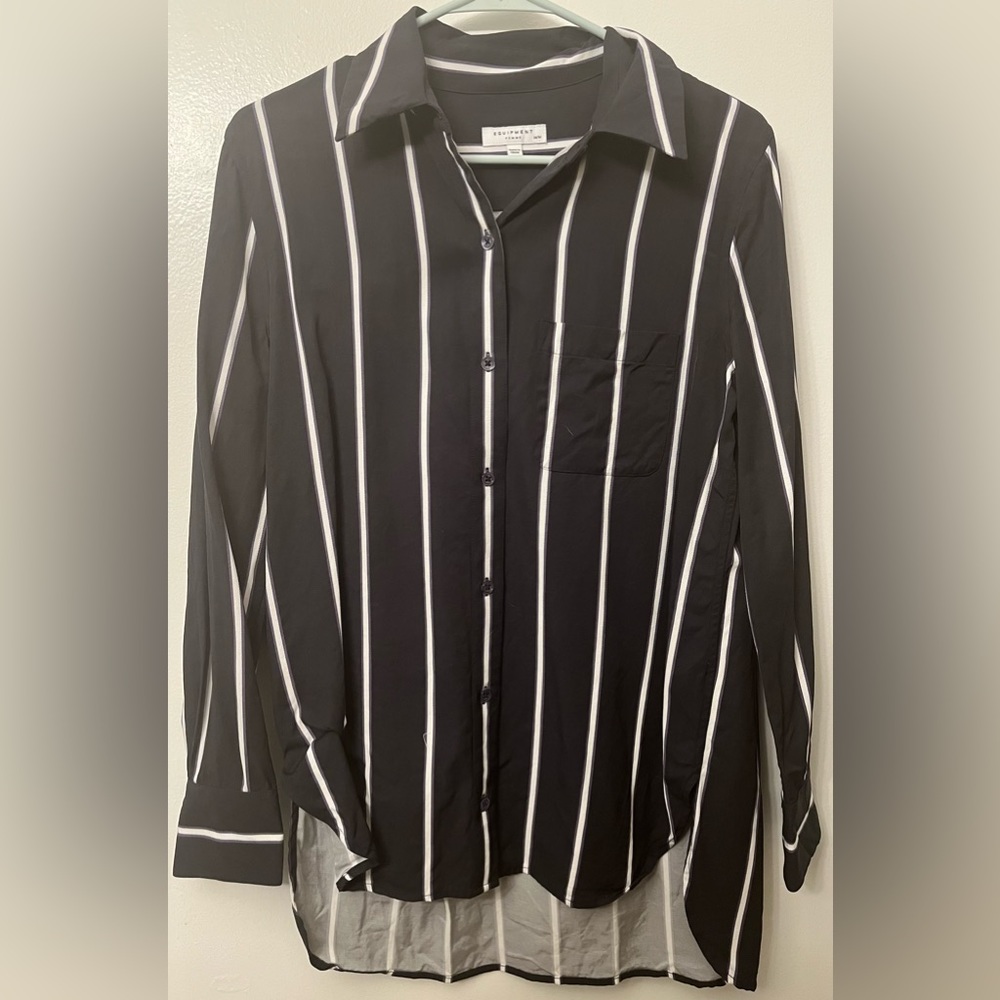EUC Equipment Stripped Silk Shirt